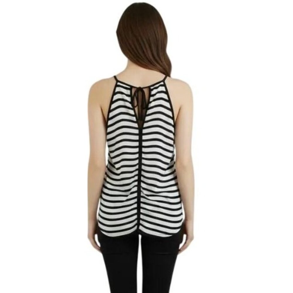 Monteau Los Angeles Black & White Stripe Tie Back Sleeveless Tank Top Size Small - Picture 4 of 16